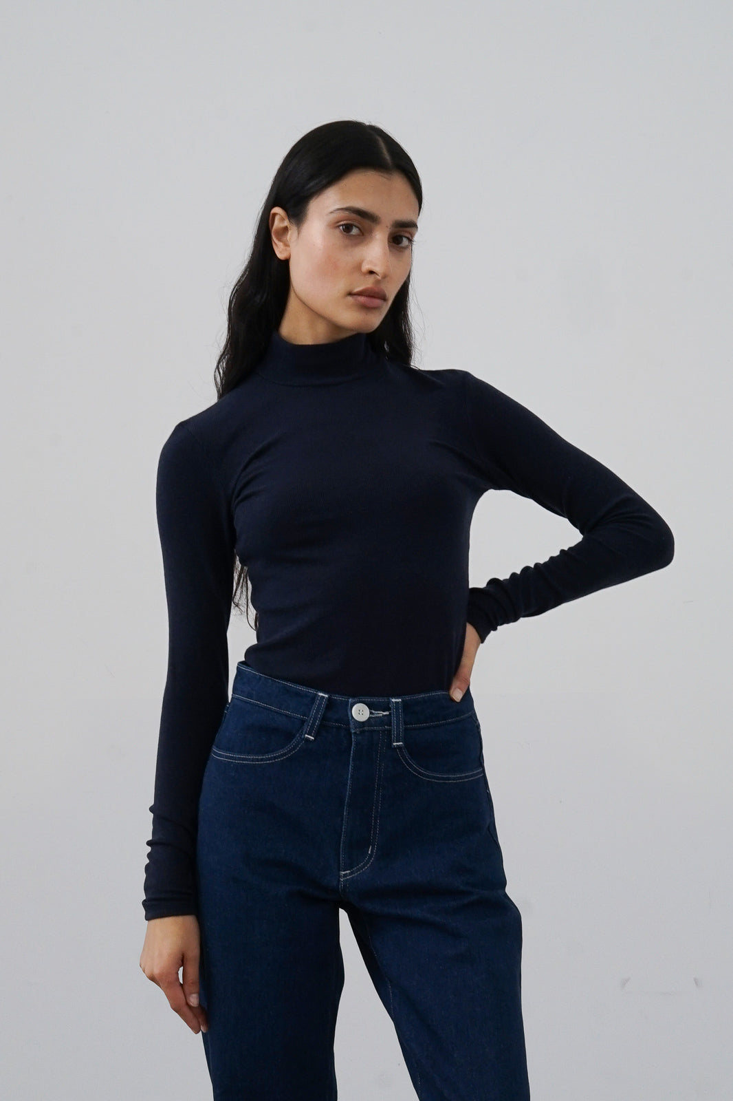 Mock Neck Top in Night