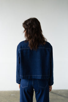 slim fit dress slacks Cropped Jacket in Indigo M/L