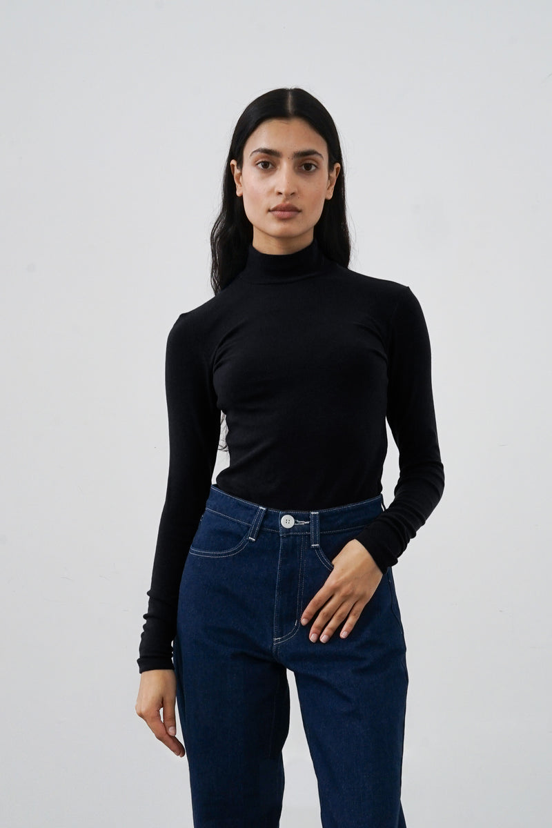 Mock Neck Top in Black