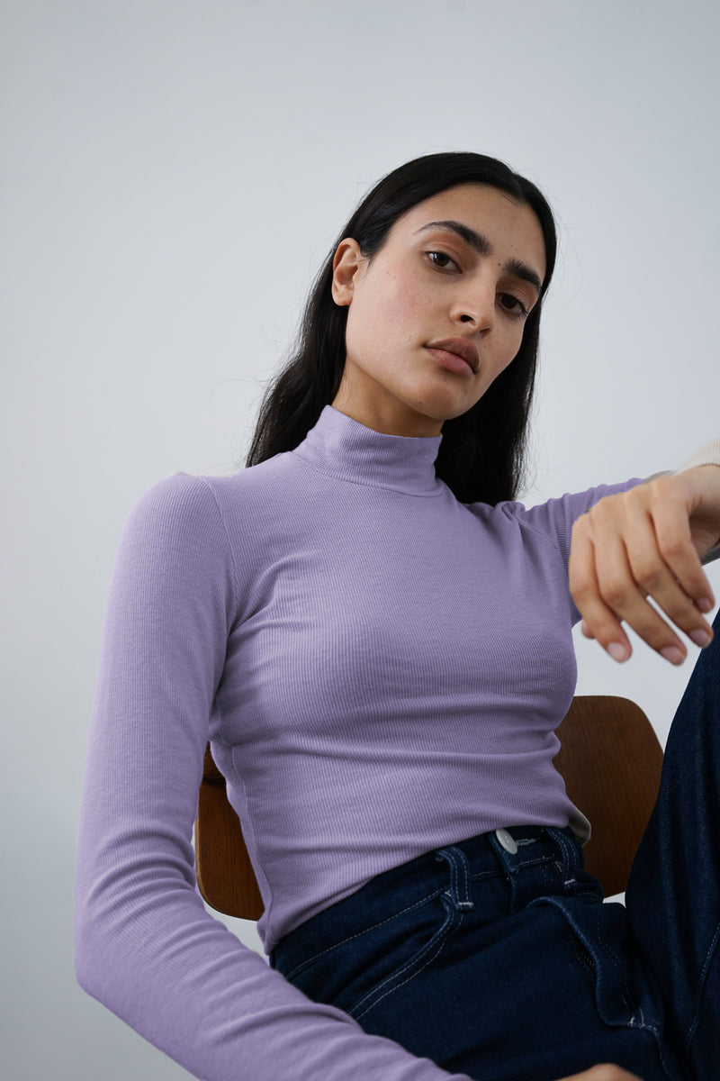 Mock Neck Top in Iris
