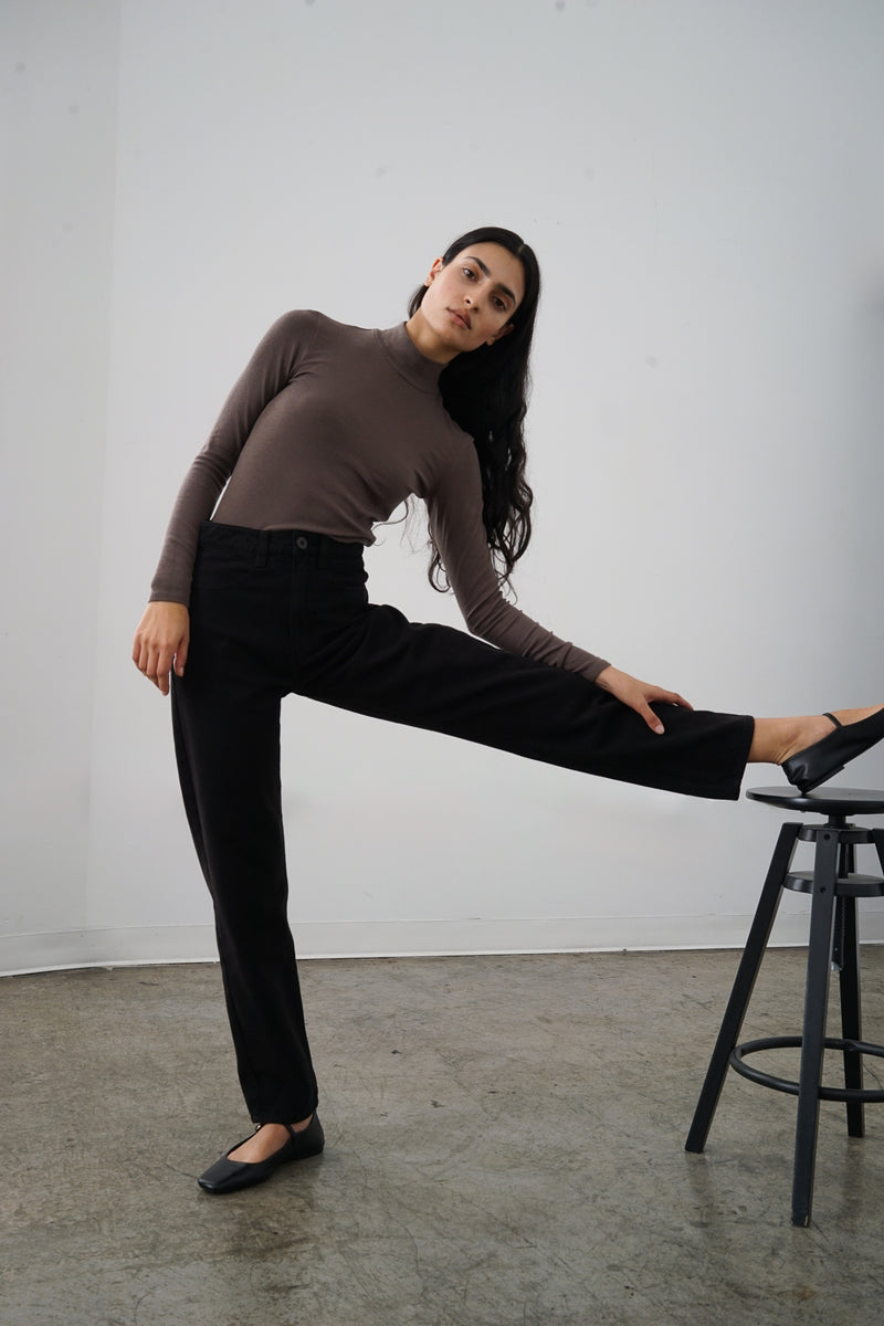 Mock Neck Top in Walnut