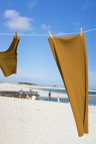 Ribbed Knit Midi Skirt in Mustard Gold
