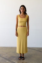 Ribbed Knit U-Neck Tank in Pollen