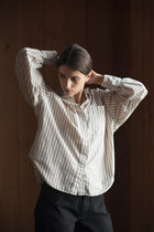 Oversized Button-Up Shirt in Natural Stripe