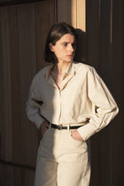 Oversized Button-Up Shirt in Parchment