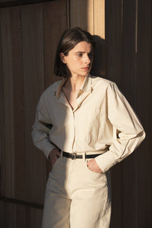 Oversized Button-Up Shirt in Parchment