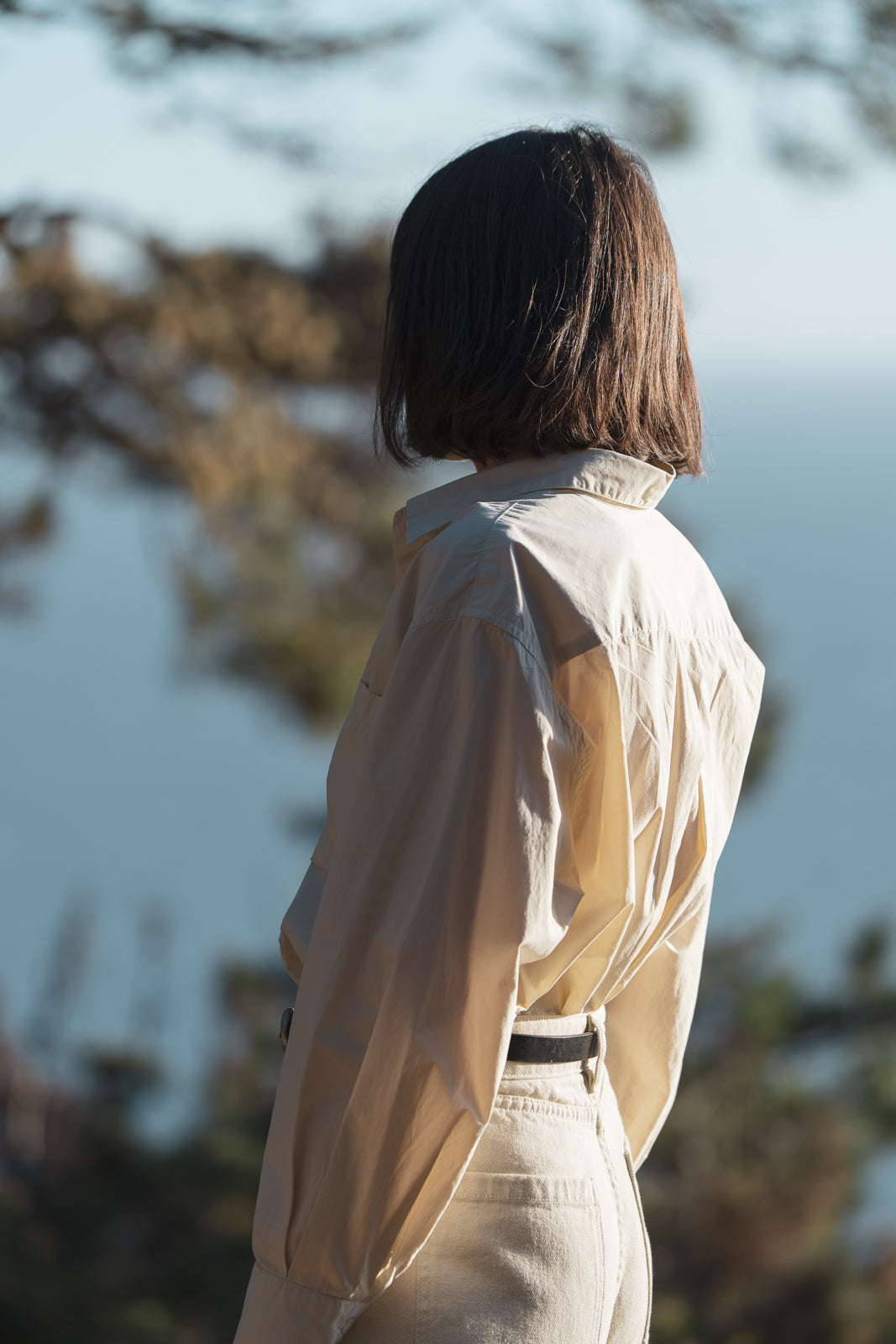 Oversized Button-Up Shirt in Parchment