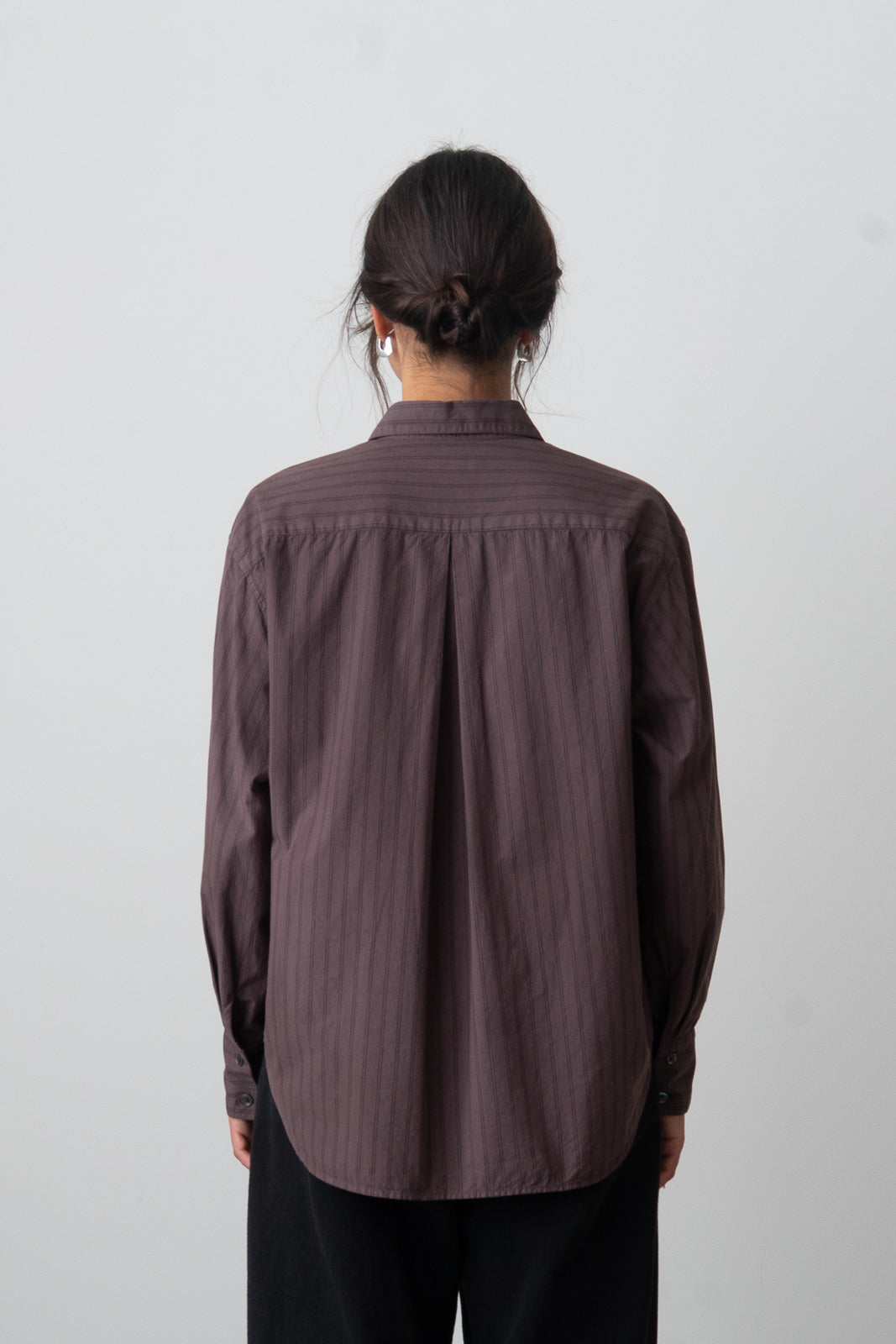 Oversized Button-Up Shirt in Bittersweet Chocolate Stripe