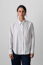 Oversized Button-Up Shirt in Natural Stripe