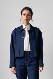 Cropped Jacket in Dark Denim