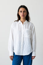 Oversized Linen Button-Up Shirt in Ivory