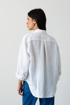 Oversized Linen Button-Up Shirt in Ivory