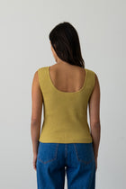 Ribbed Knit U-Neck Tank in Fennel Seed