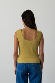 Ribbed Knit U-Neck Tank in Fennel Seed