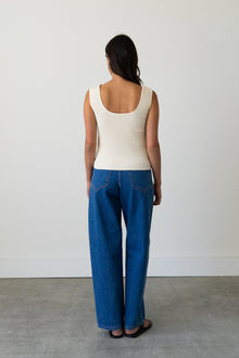 Ribbed Knit U-Neck Tank in Cream