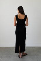 Ribbed Knit Midi Skirt in Black