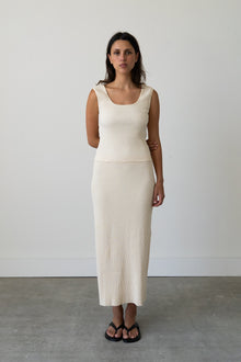 Ribbed Knit U-Neck Tank in Cream