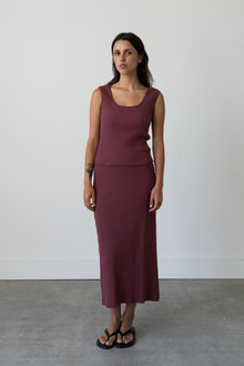 Ribbed Knit U-Neck Tank in Raspberry