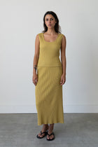 Ribbed Knit Midi Skirt in Fennel Seed