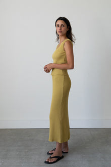 Ribbed Knit Midi Skirt in Fennel Seed