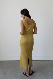 Ribbed Knit Midi Skirt in Fennel Seed