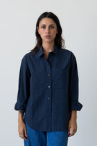 Oversized Button-Up Shirt in Ink Stripe