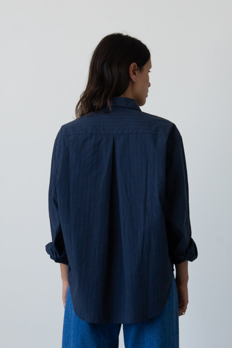 Oversized Button-Up Shirt in Ink Stripe