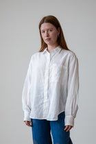 Oversized Linen Button-Up Shirt in Ivory
