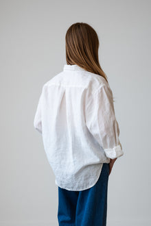 Oversized Linen Button-Up Shirt in Ivory
