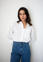 Oversized Linen Button-Up Shirt in Ivory