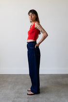 Ribbed Knit U-Neck Tank in Cherry