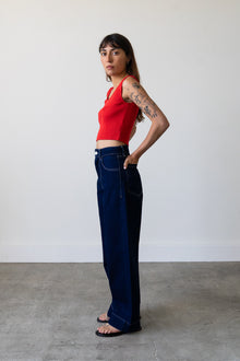 Ribbed Knit U-Neck Tank in Cherry
