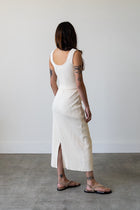 Ribbed Knit Midi Skirt in Cream