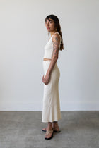 Ribbed Knit Midi Skirt in Cream