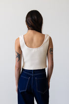 Ribbed Knit U-Neck Tank in Cream