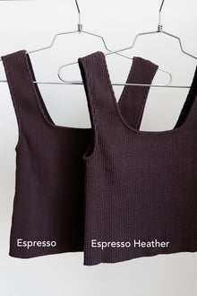 Ribbed Knit U-Neck Tank in Espresso