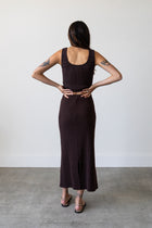 Ribbed Knit Midi Skirt in Espresso