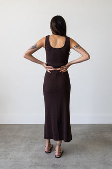 Ribbed Knit Midi Skirt in Espresso