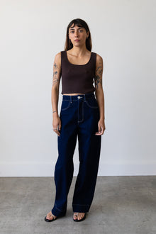 Ribbed Knit U-Neck Tank in Espresso