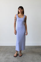 Ribbed Knit U-Neck Dress in Ice Blue