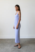 Ribbed Knit U-Neck Dress in Ice Blue