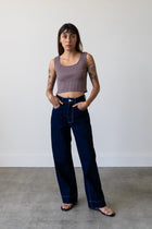 Ribbed Knit U-Neck Tank in Mauve Grey