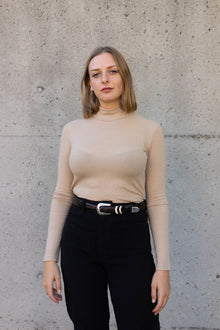 Mock Neck Top in Sand