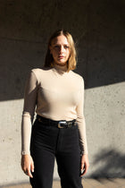 Mock Neck Top in Sand