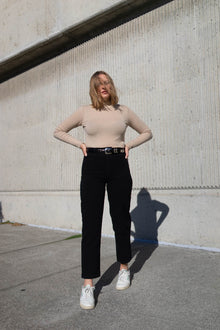 Mock Neck Top in Sand