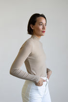 Mock Neck Top in Sand